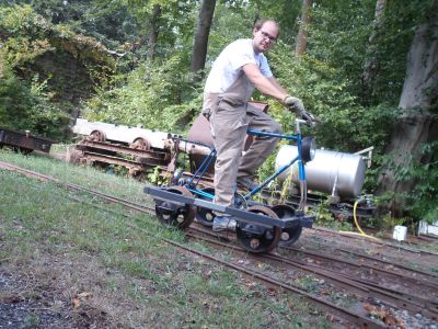 Erste Fahrt mit dem 3. Schienenfahrrad
